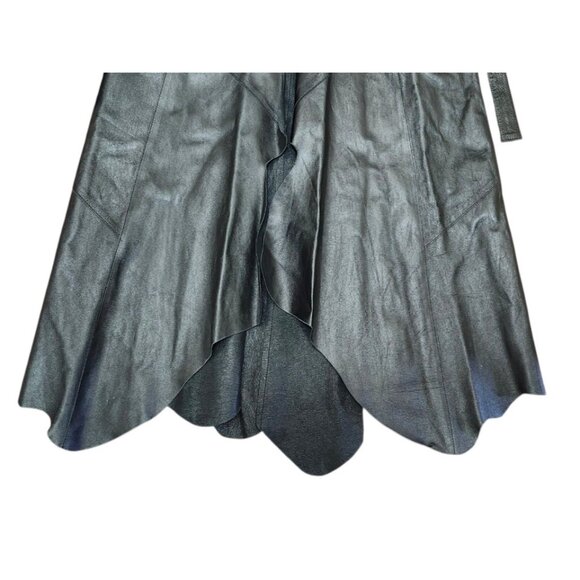 GIAN MORI Black Genuine Leather Maxi Coat  Runway Style Made in Europe, Belted S - Picture 7 of 15